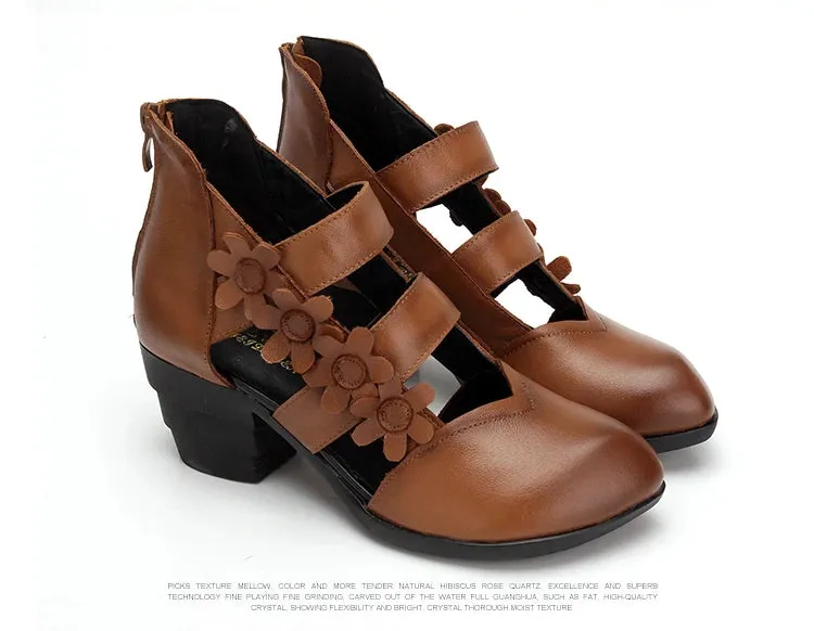 Funki Buys | Shoes | Women's Gothic Leather Low Heel Wedges