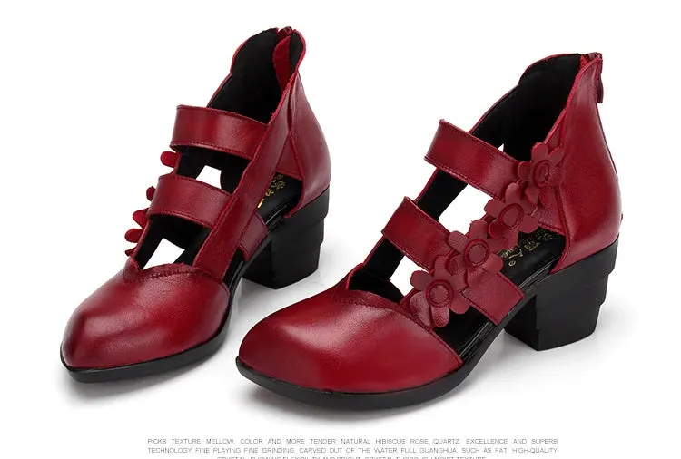 Funki Buys | Shoes | Women's Gothic Leather Low Heel Wedges