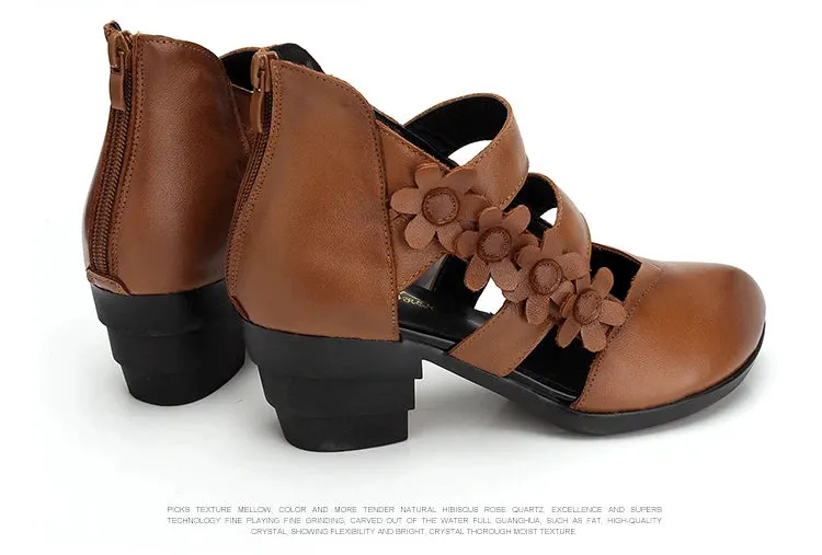 Funki Buys | Shoes | Women's Gothic Leather Low Heel Wedges