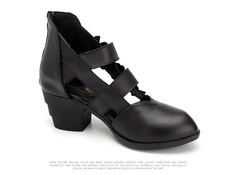 Funki Buys | Shoes | Women's Gothic Leather Low Heel Wedges