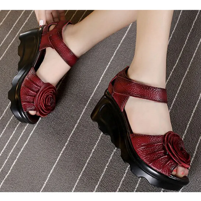 Funki Buys | Shoes | Women's Gothic Leather Low Heel Wedges