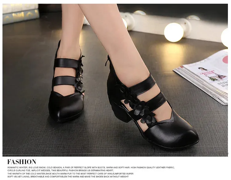 Funki Buys | Shoes | Women's Gothic Leather Low Heel Wedges