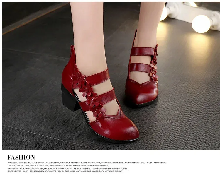 Funki Buys | Shoes | Women's Gothic Leather Low Heel Wedges