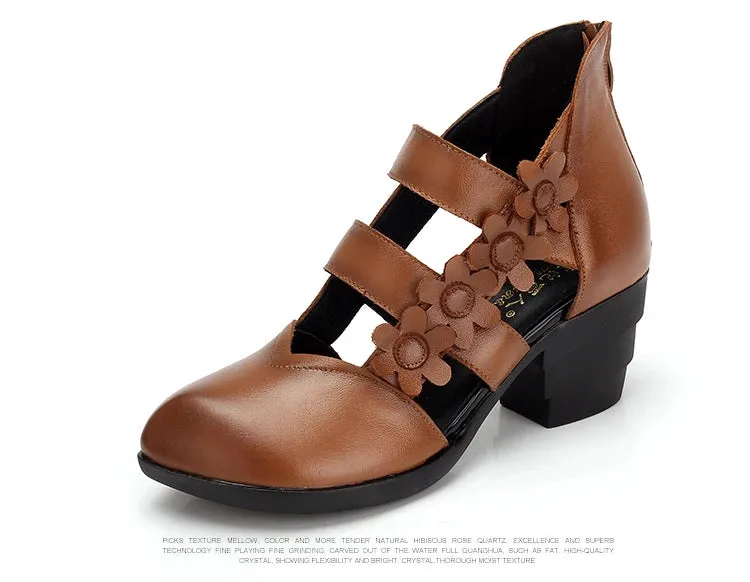 Funki Buys | Shoes | Women's Gothic Leather Low Heel Wedges