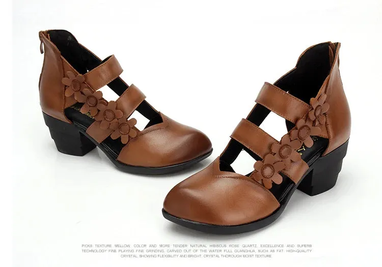 Funki Buys | Shoes | Women's Gothic Leather Low Heel Wedges
