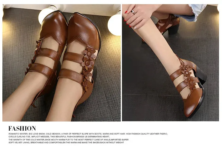 Funki Buys | Shoes | Women's Gothic Leather Low Heel Wedges
