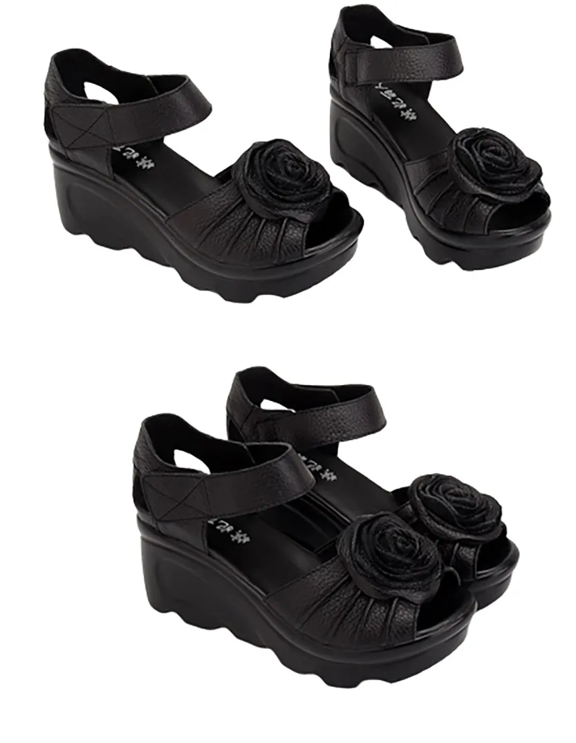 Funki Buys | Shoes | Women's Gothic Leather Low Heel Wedges