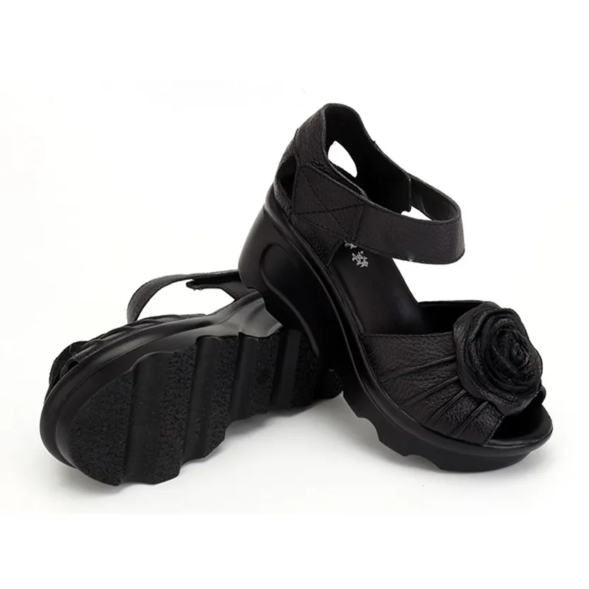 Funki Buys | Shoes | Women's Gothic Leather Low Heel Wedges