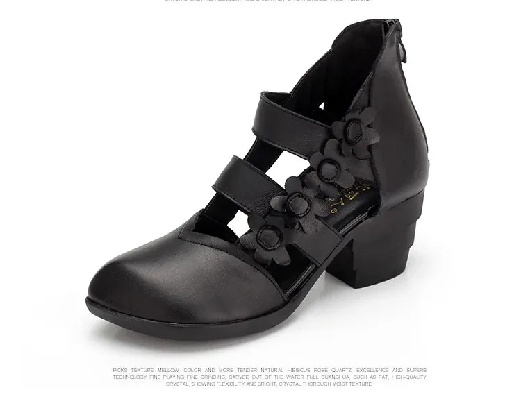Funki Buys | Shoes | Women's Gothic Leather Low Heel Wedges
