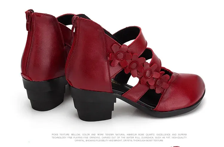 Funki Buys | Shoes | Women's Gothic Leather Low Heel Wedges