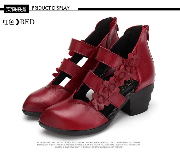 Funki Buys | Shoes | Women's Gothic Leather Low Heel Wedges