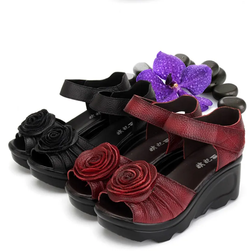Funki Buys | Shoes | Women's Gothic Leather Low Heel Wedges