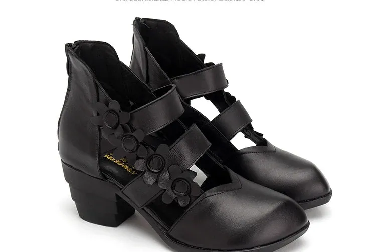 Funki Buys | Shoes | Women's Gothic Leather Low Heel Wedges