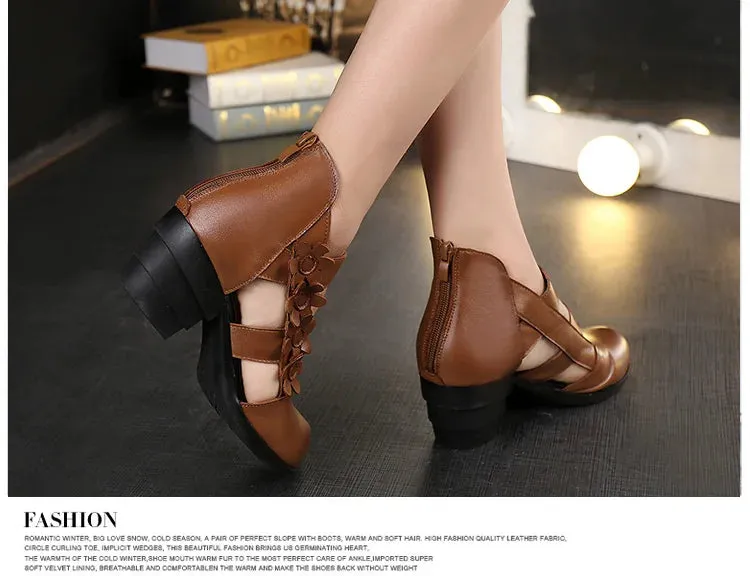 Funki Buys | Shoes | Women's Gothic Leather Low Heel Wedges