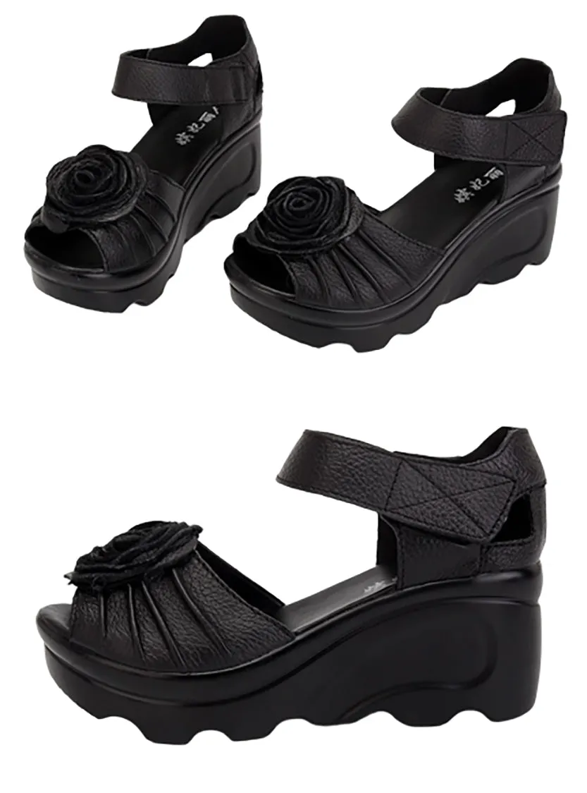 Funki Buys | Shoes | Women's Gothic Leather Low Heel Wedges