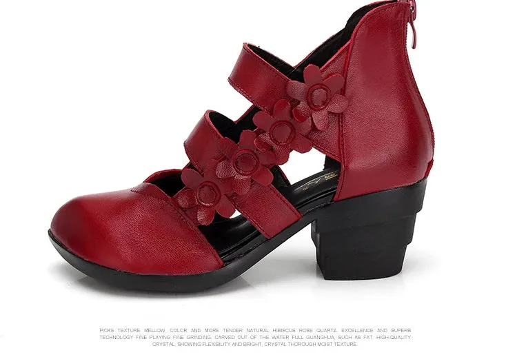 Funki Buys | Shoes | Women's Gothic Leather Low Heel Wedges