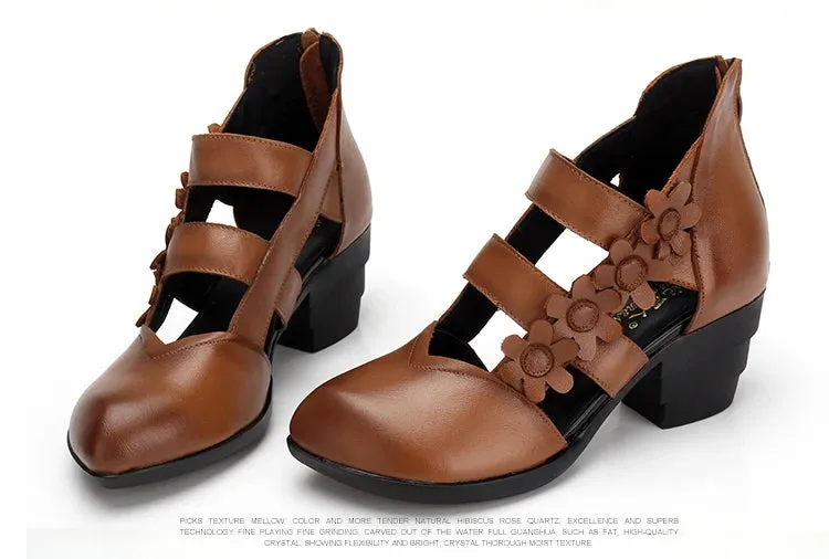 Funki Buys | Shoes | Women's Gothic Leather Low Heel Wedges
