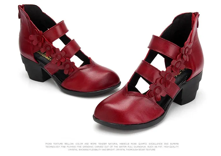 Funki Buys | Shoes | Women's Gothic Leather Low Heel Wedges