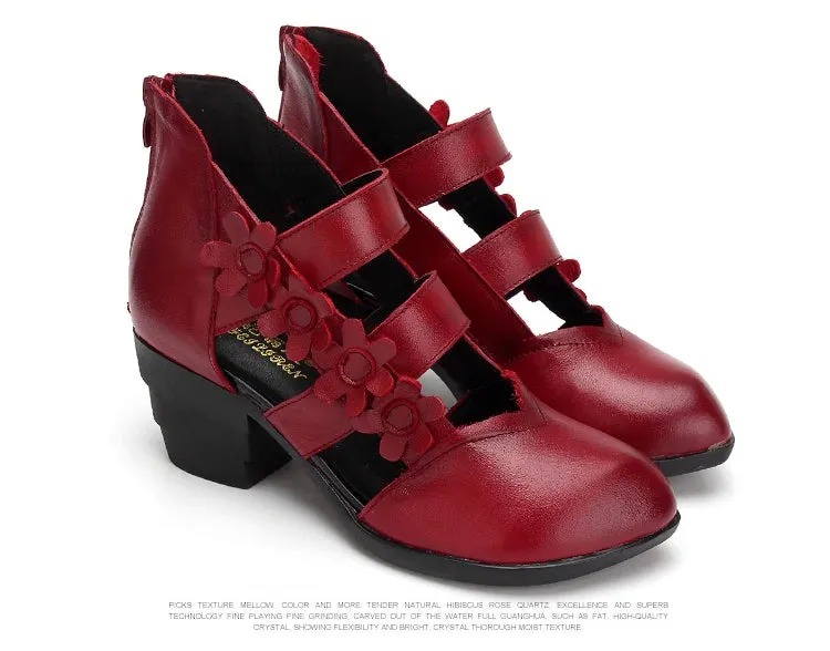 Funki Buys | Shoes | Women's Gothic Leather Low Heel Wedges
