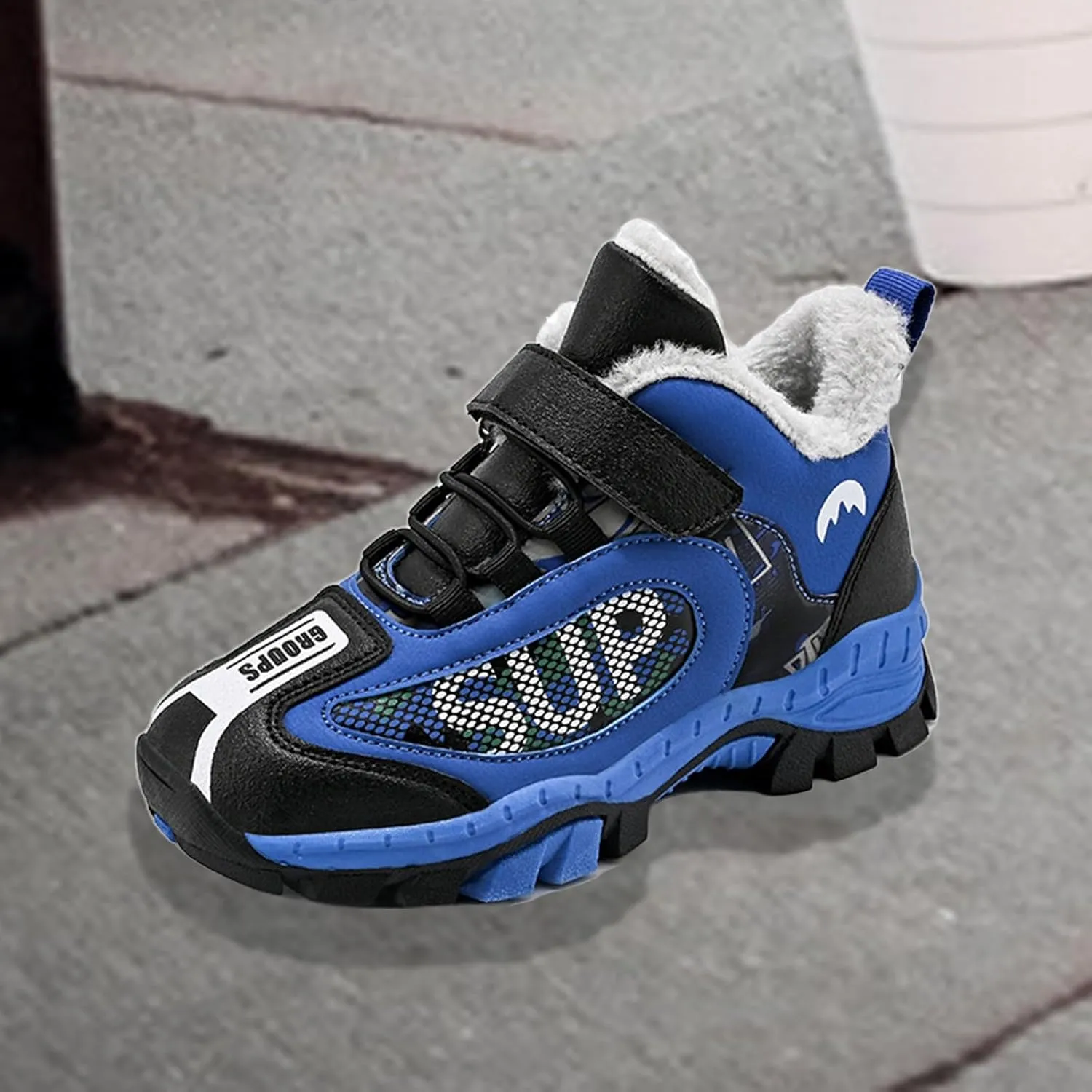 Fuzzy Lined Sneaker for Childrens Kids Girls Boys Outdoor Running Sport Shoes Toddler Chunky Sole Slip On Warm Shoes