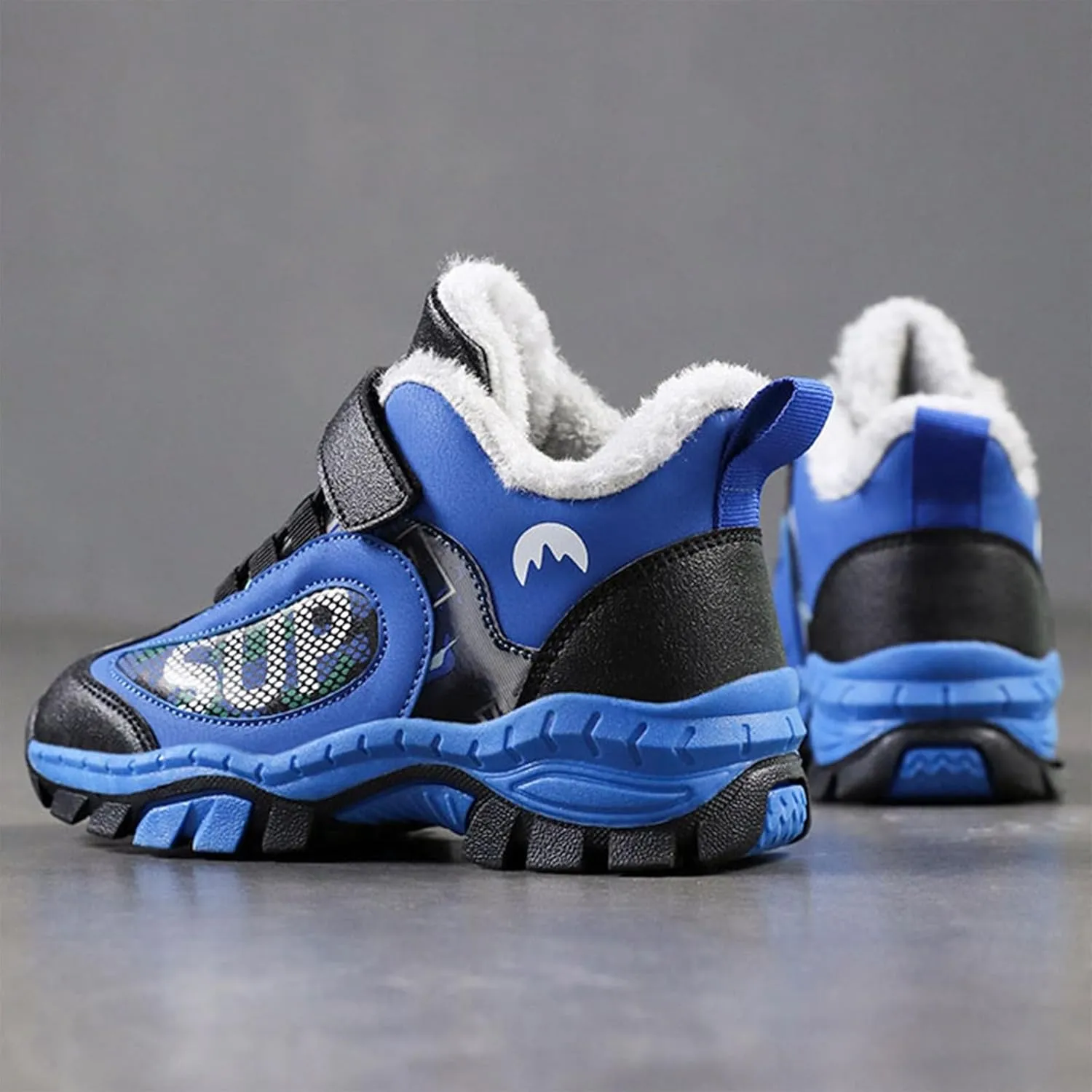 Fuzzy Lined Sneaker for Childrens Kids Girls Boys Outdoor Running Sport Shoes Toddler Chunky Sole Slip On Warm Shoes