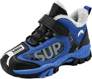 Fuzzy Lined Sneaker for Childrens Kids Girls Boys Outdoor Running Sport Shoes Toddler Chunky Sole Slip On Warm Shoes