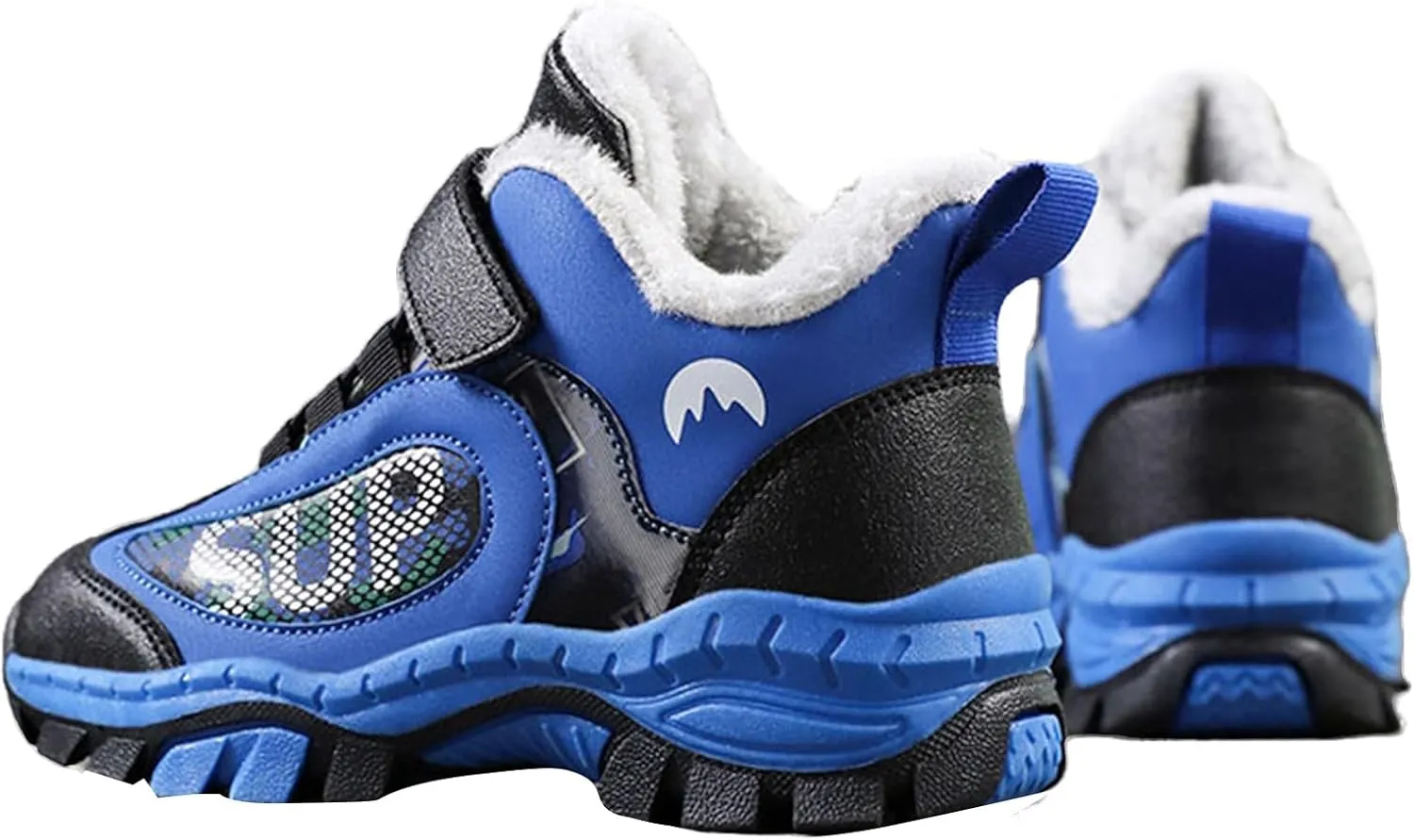 Fuzzy Lined Sneaker for Childrens Kids Girls Boys Outdoor Running Sport Shoes Toddler Chunky Sole Slip On Warm Shoes