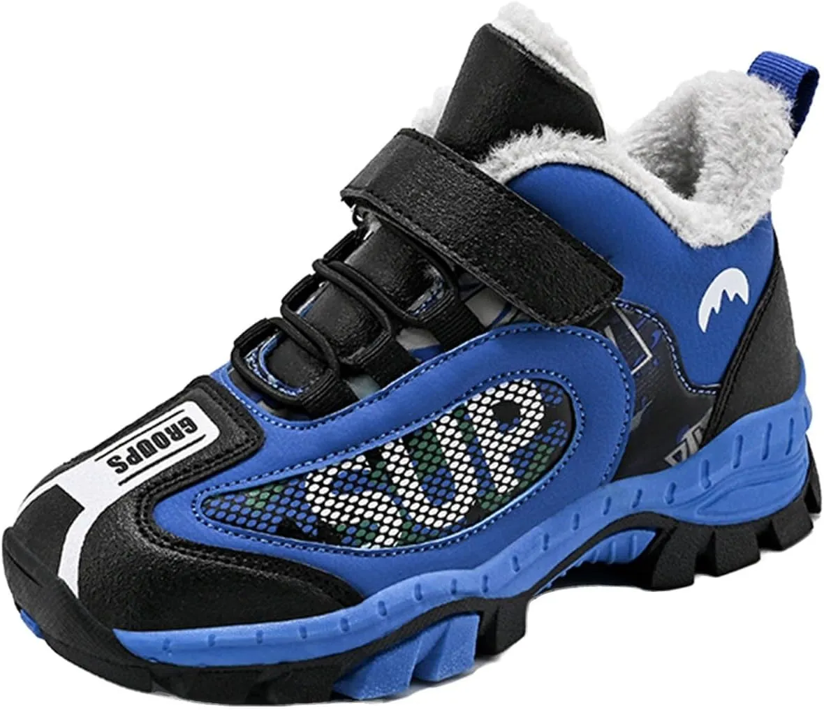 Fuzzy Lined Sneaker for Childrens Kids Girls Boys Outdoor Running Sport Shoes Toddler Chunky Sole Slip On Warm Shoes