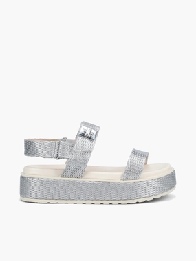 Galicia Silver Raffia Casual and chic Sandal Straps Gel Cushioning Galicia Silver Raffia