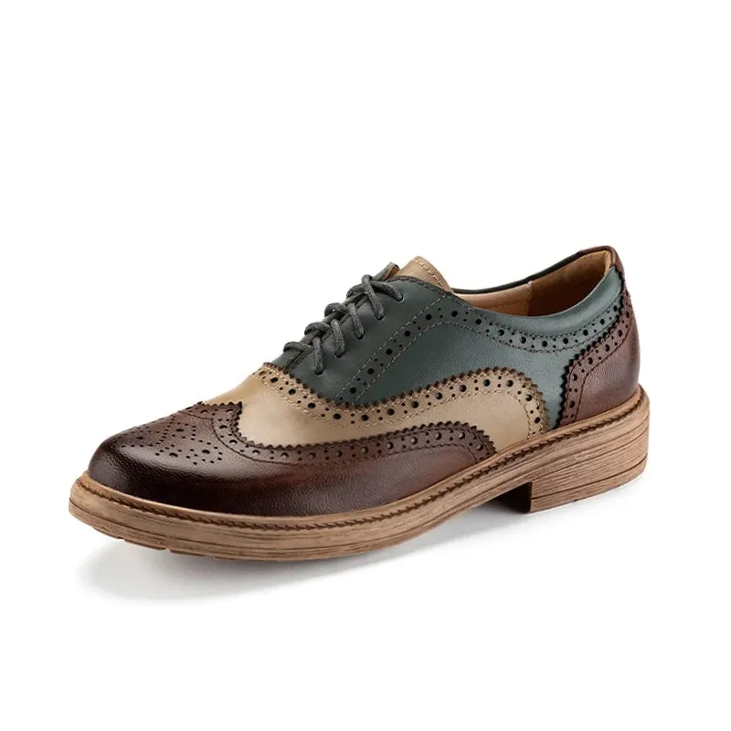 Genuine Leather Mixed Color Oxfords