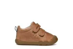 Geox Steppieup Barefoot Leather Riptape Shoe Brown