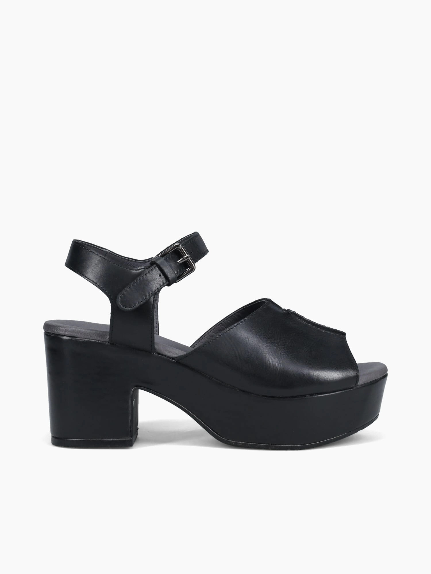 Giannis Black Leather Active Feet Heel