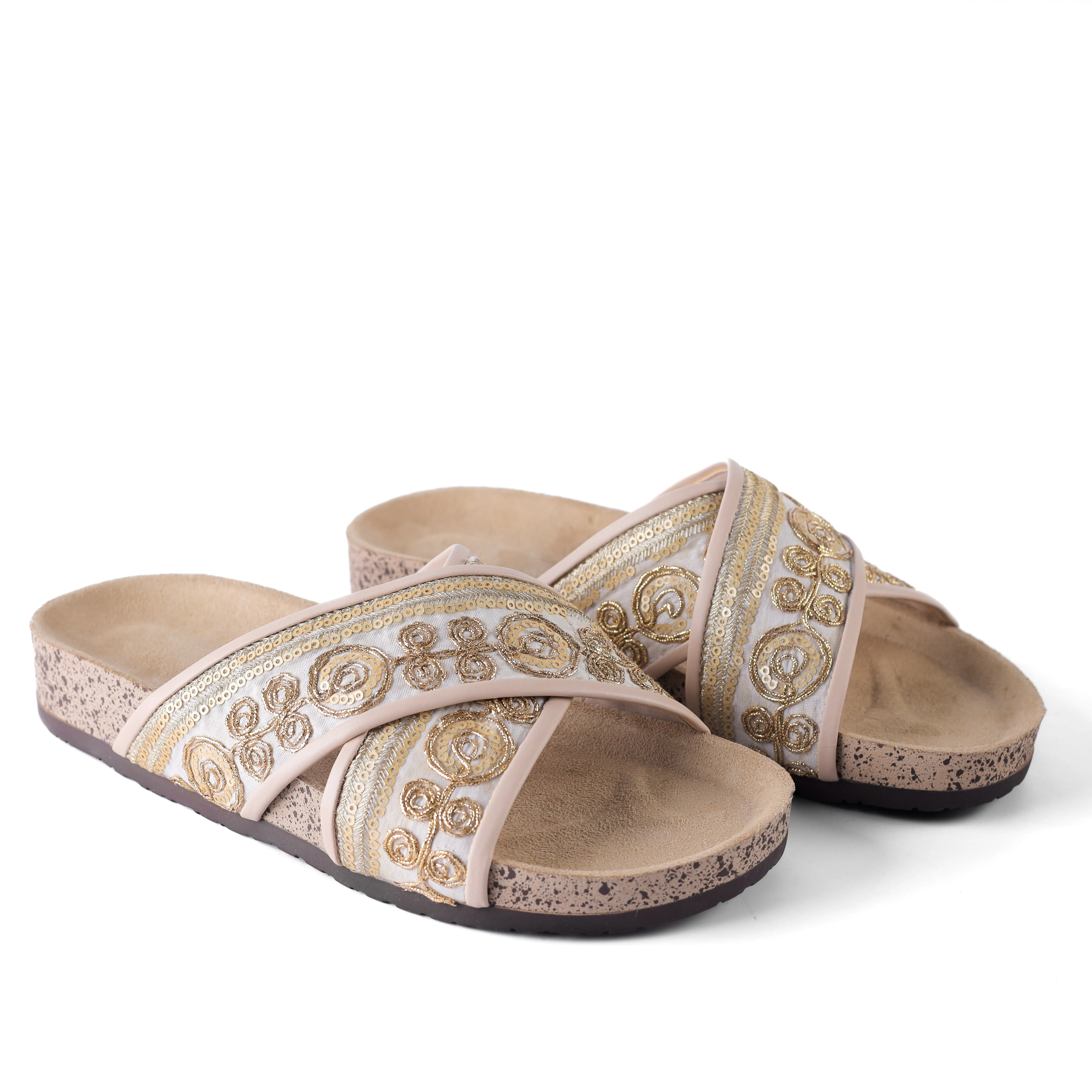 Glimmering Oasis Slide Sandals