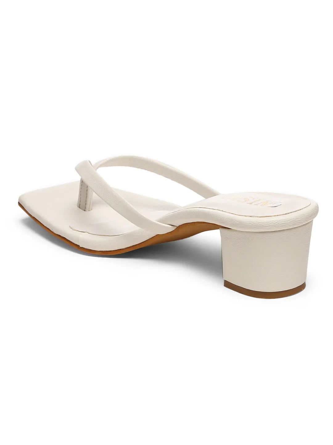 GNIST White V shape Block Heel