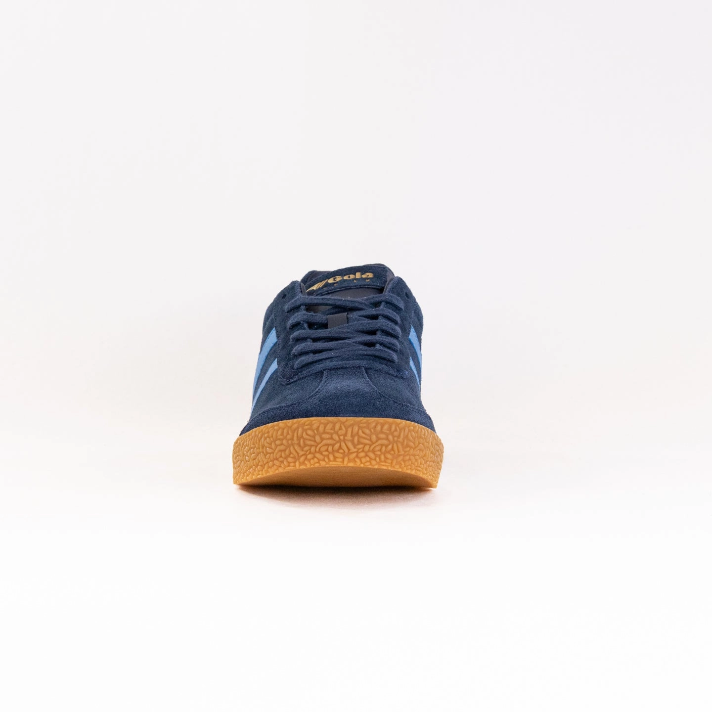 Roomy Feel Flat Heel Gola Classics Harrier Suede Sneaker (Men's) - Navy/Santorini