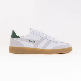 Gola Classics Viper Leather (Men's) - White/White/Evergreen/Gum Lightly Textured Outsole Everyday Footwear Any Occasion Gola Classics Viper Leather (Men's) - White/White/Evergreen/Gum