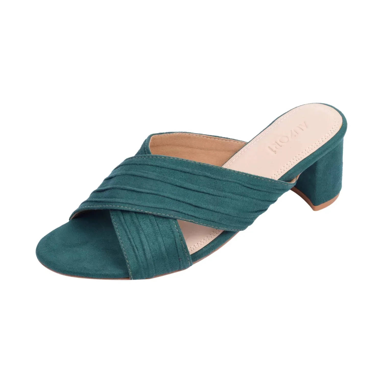 GRACEFUL Emerald Green Block Heels