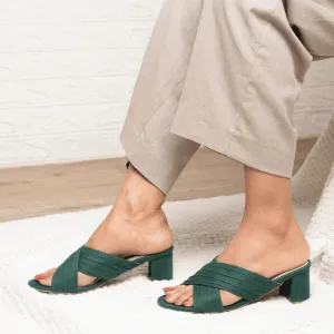 GRACEFUL Emerald Green Block Heels