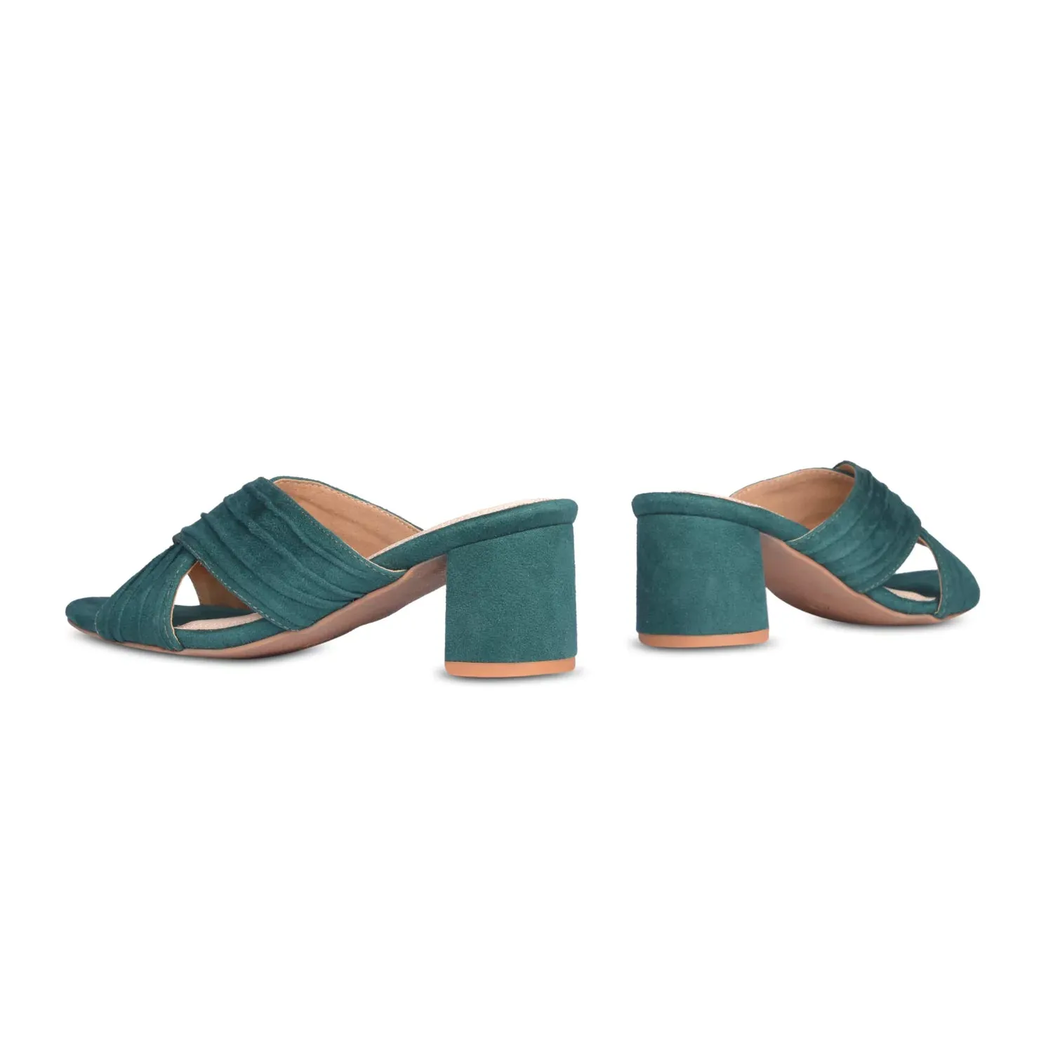GRACEFUL Emerald Green Block Heels