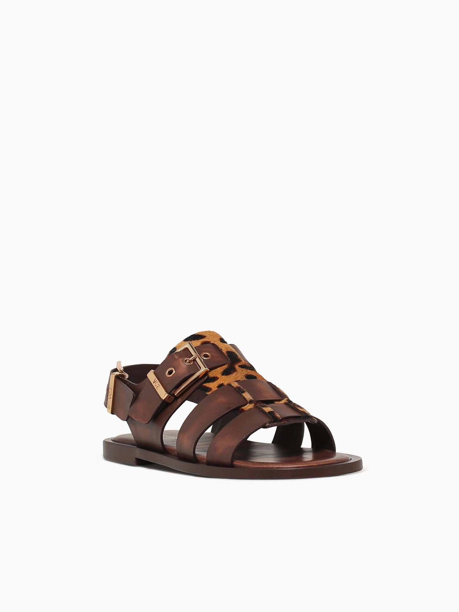 Gretta Brown Leopard Leather Lightweight Outdoor Footwear Vacation Flip-flops