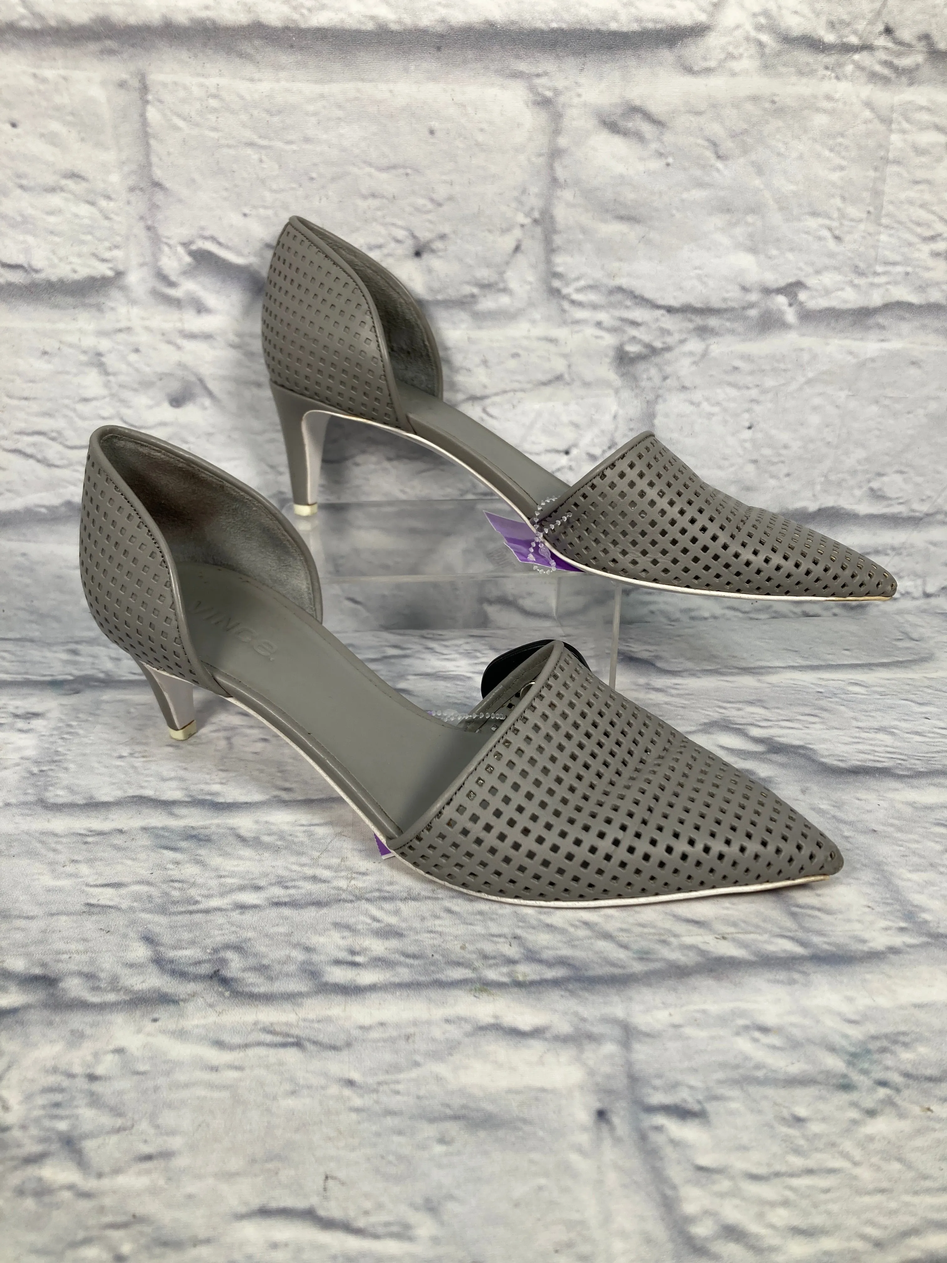 Grey Shoes Heels Kitten Vince, Size 8.5