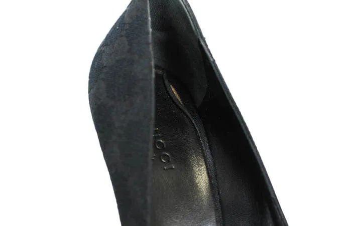 Gucci Monogram Peep-Toe Heels
