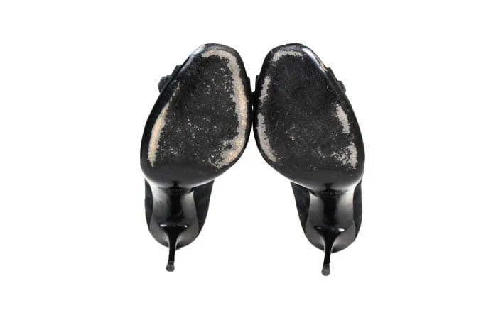 Gucci Monogram Peep-Toe Heels