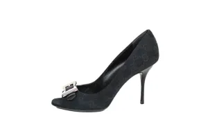 Gucci Monogram Peep-Toe Heels