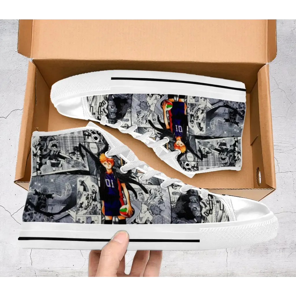 Haikyuu Hinata Shouyou Anime Shoes High Top Sneakers for Kids and Adults