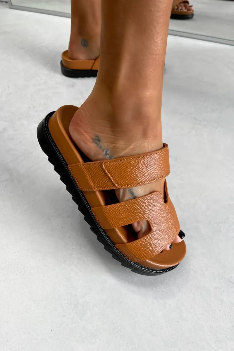 HALLIE Gladiator Strap Sandal - Camel
