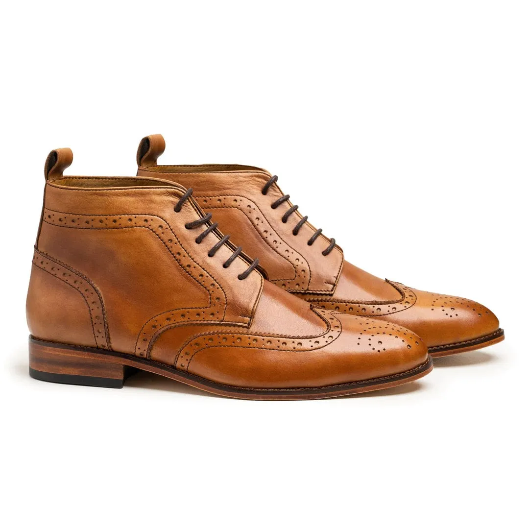 Handmade Custom Calf Leather Bronze Dress Chukka Boots For Men