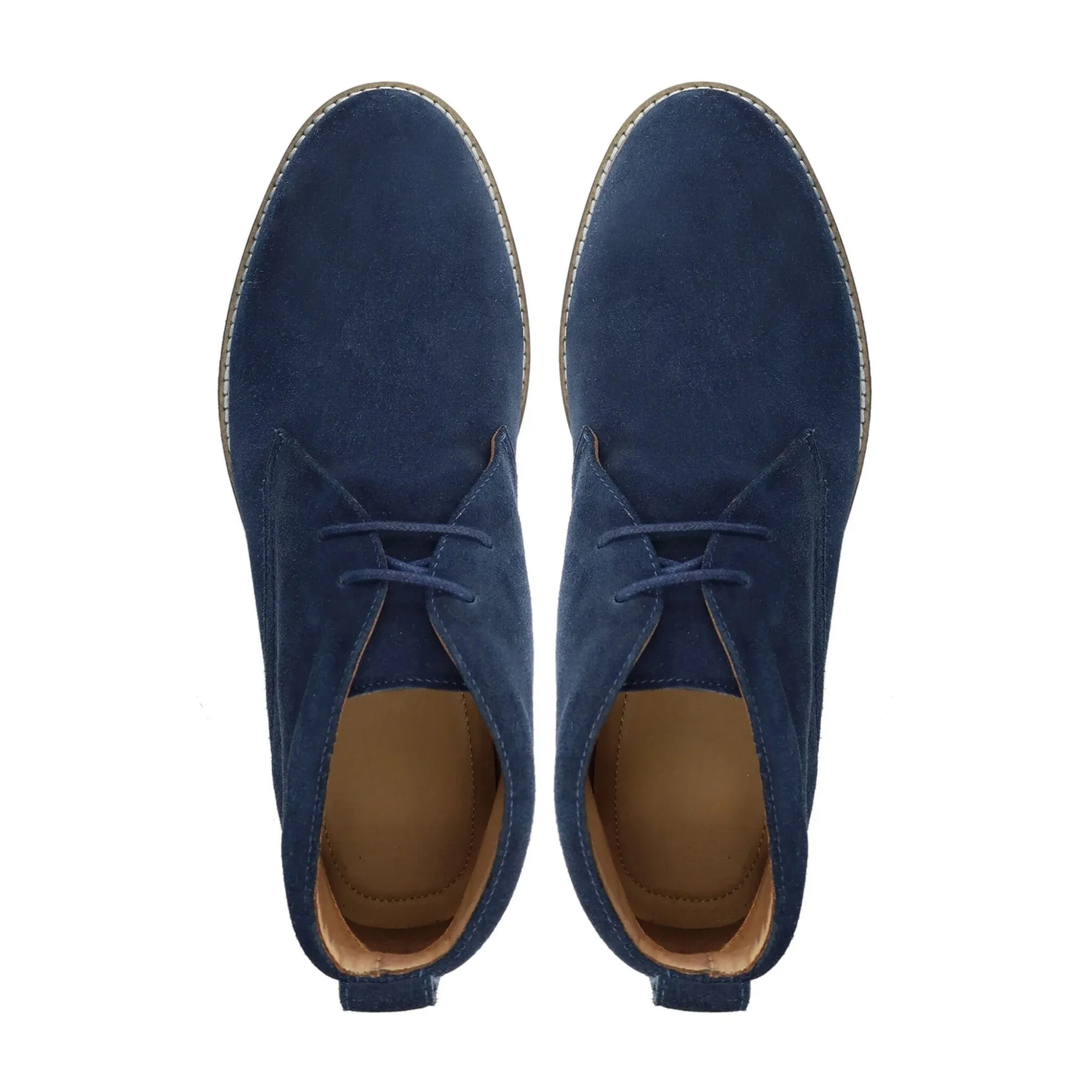 Handmade Custom Suede Leather Blue Dress Chukka Boots For Men
