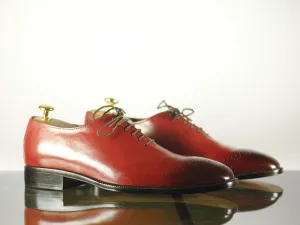 Handmade Men's Burgundy Color Leather Brogue Toe Lace Up Shoes, Men Designer Dress Formal Luxury Shoes