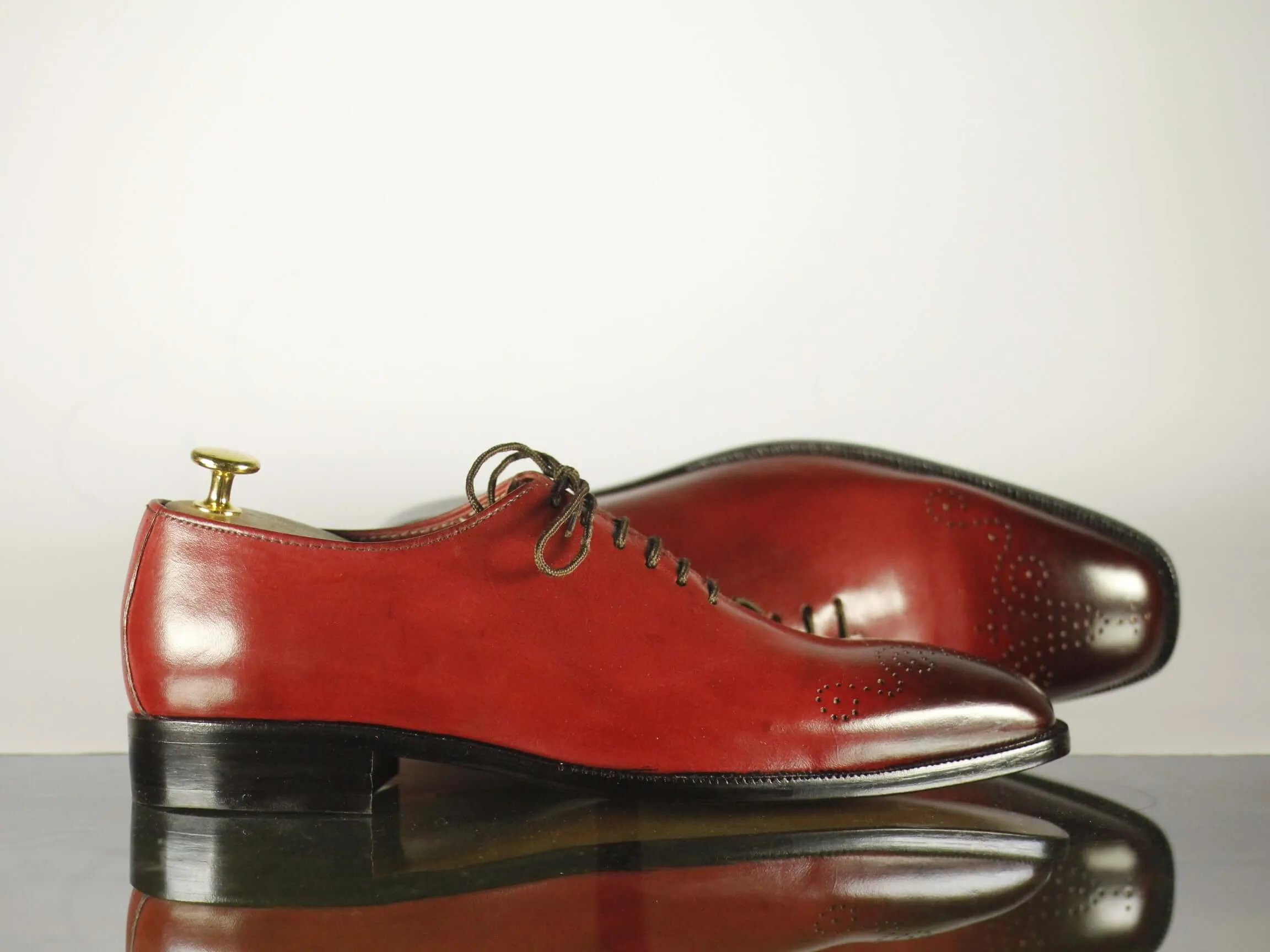 Handmade Men's Burgundy Color Leather Brogue Toe Lace Up Shoes, Men Designer Dress Formal Luxury Shoes